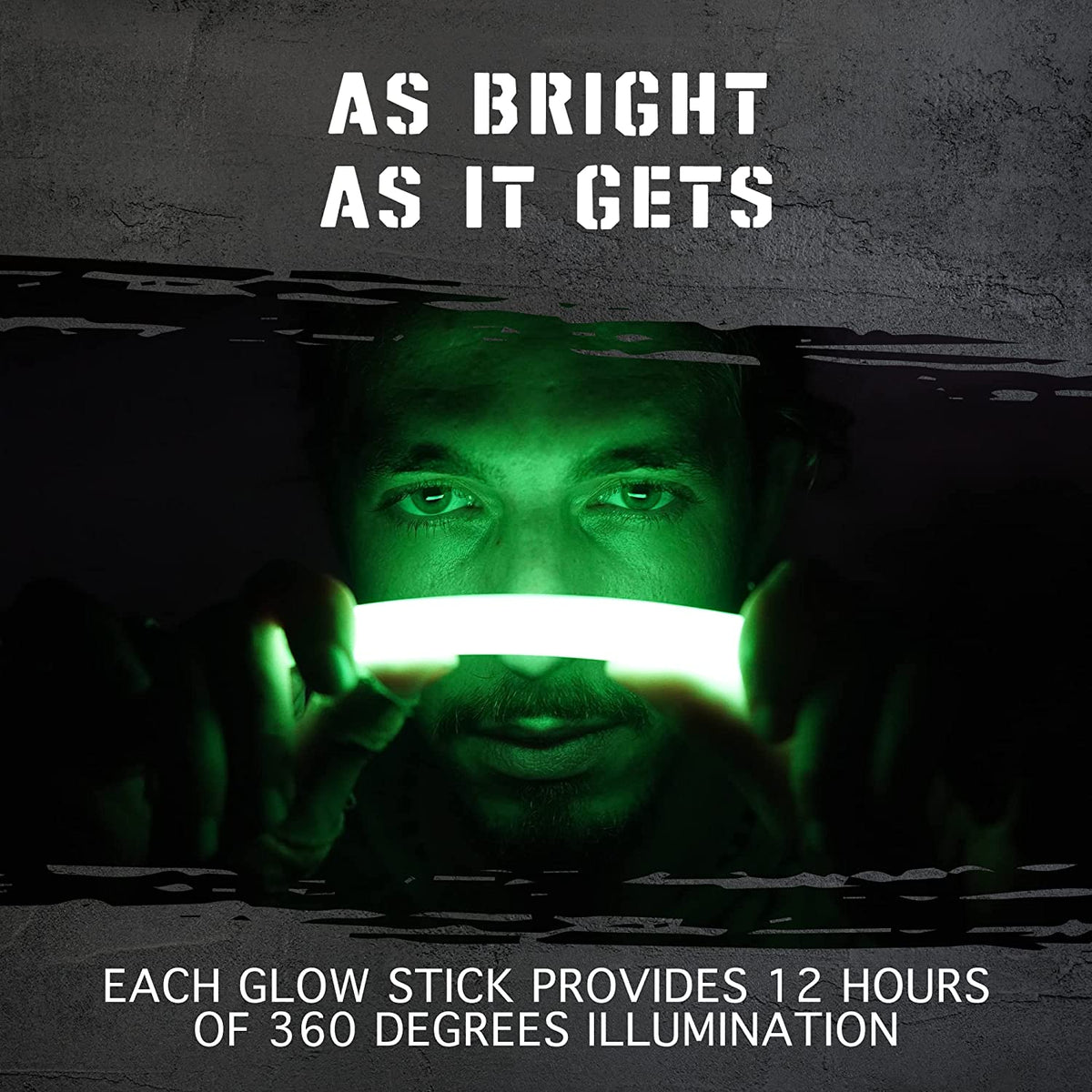 Emergency Glow Sticks with 12 Hours Duration, Individually Wrapped Industrial Grade Glowsticks for Survival Gear, Camping Lights, Power Outages and Military Use