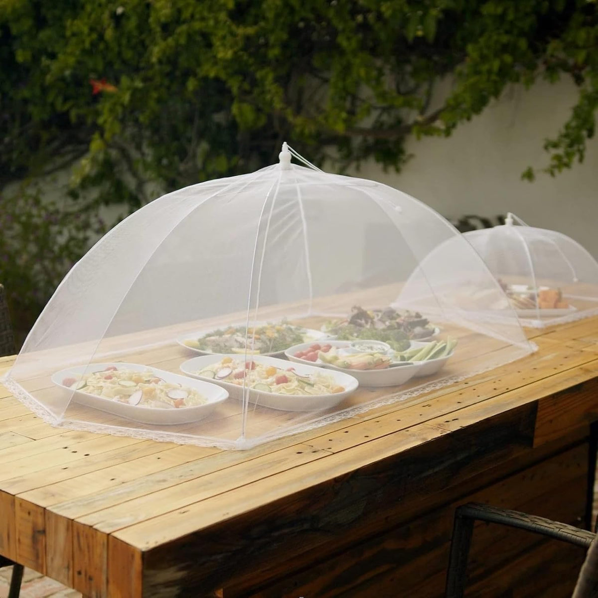 Simply Genius Pop-Up Mesh Food Covers - 17 X 17 In, White, 6 Pack, Large & Tall - Reusable & Collapsible Food Tents for Outdoor Serving