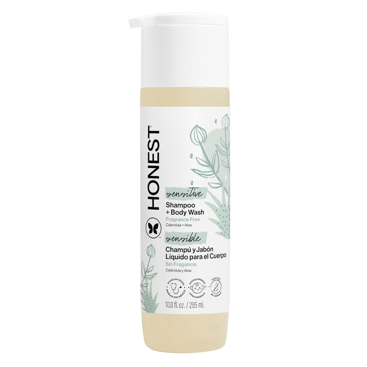 The Honest Company 2-In-1 Baby Shampoo & Body Wash, Fragrance-Free, Tear-Free, Hypoallergenic, Naturally Derived, Sensitive Skin, 10 Fl Oz