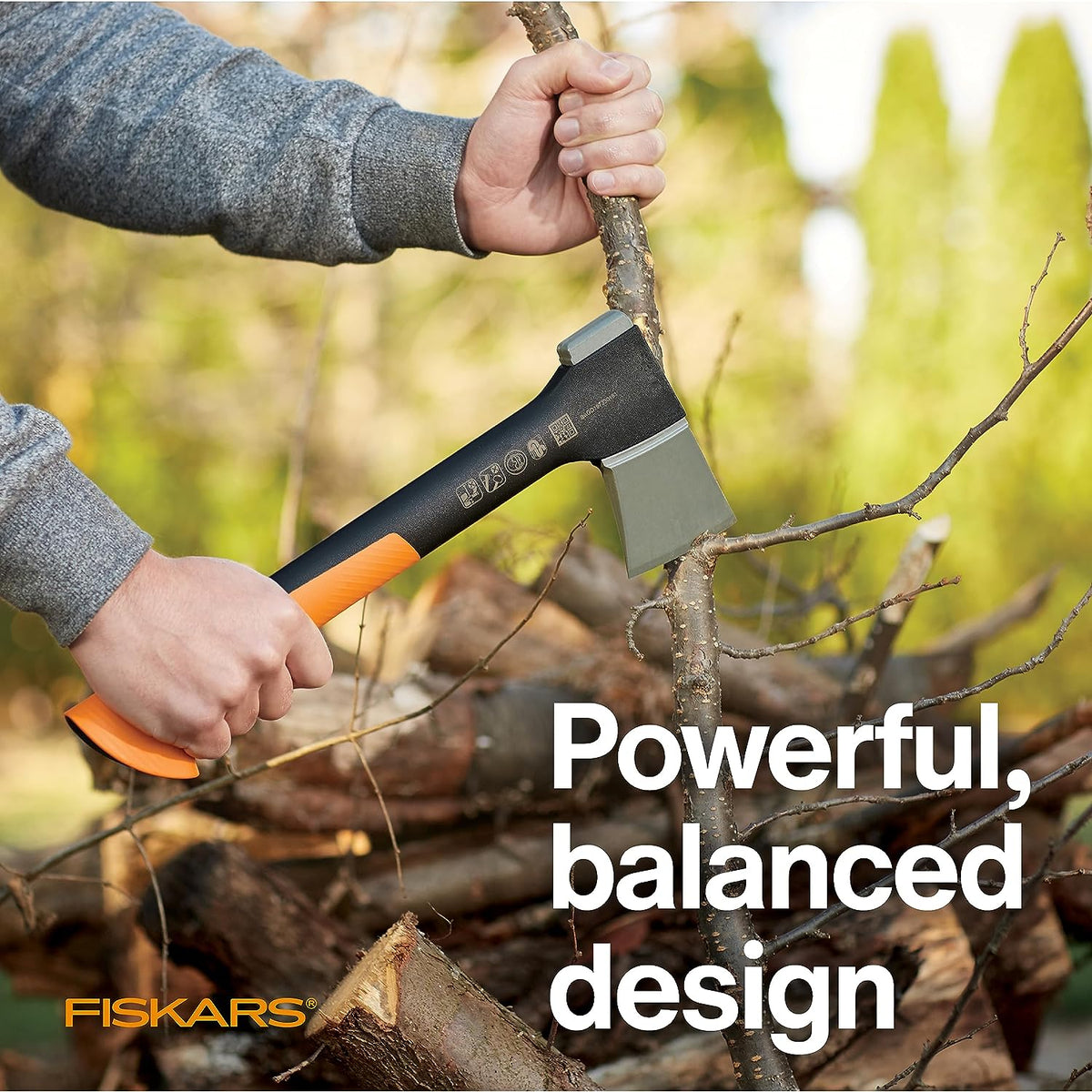 Fiskars X25 Splitting Axe, 28" Wood Splitting Axe for Medium to Large Size Logs with Shock Absorbing Handle and Sheath, Split Firewood, Forged Steel Blade, Bushcraft Gear and Camping Hatchet