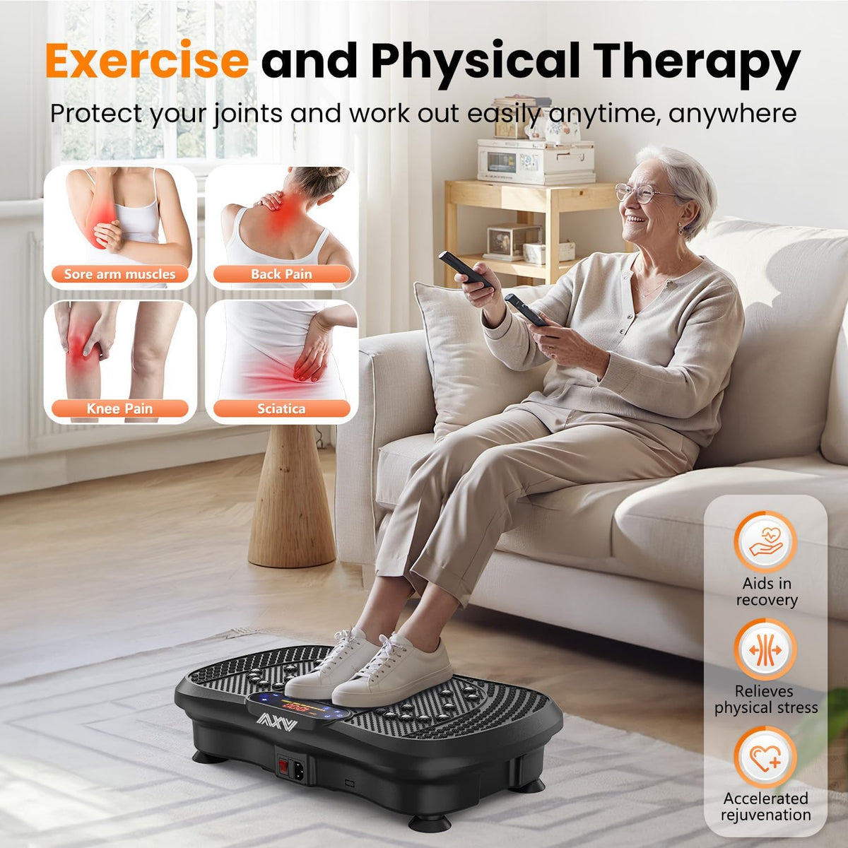 AXV Vibration Plate Fitness Platform Exercise Machine Vibrating Shaking Full Body Shaker Workout Vibrate Stand Shake Board Sport for Weight Loss Fat Burner for Gym Home Office