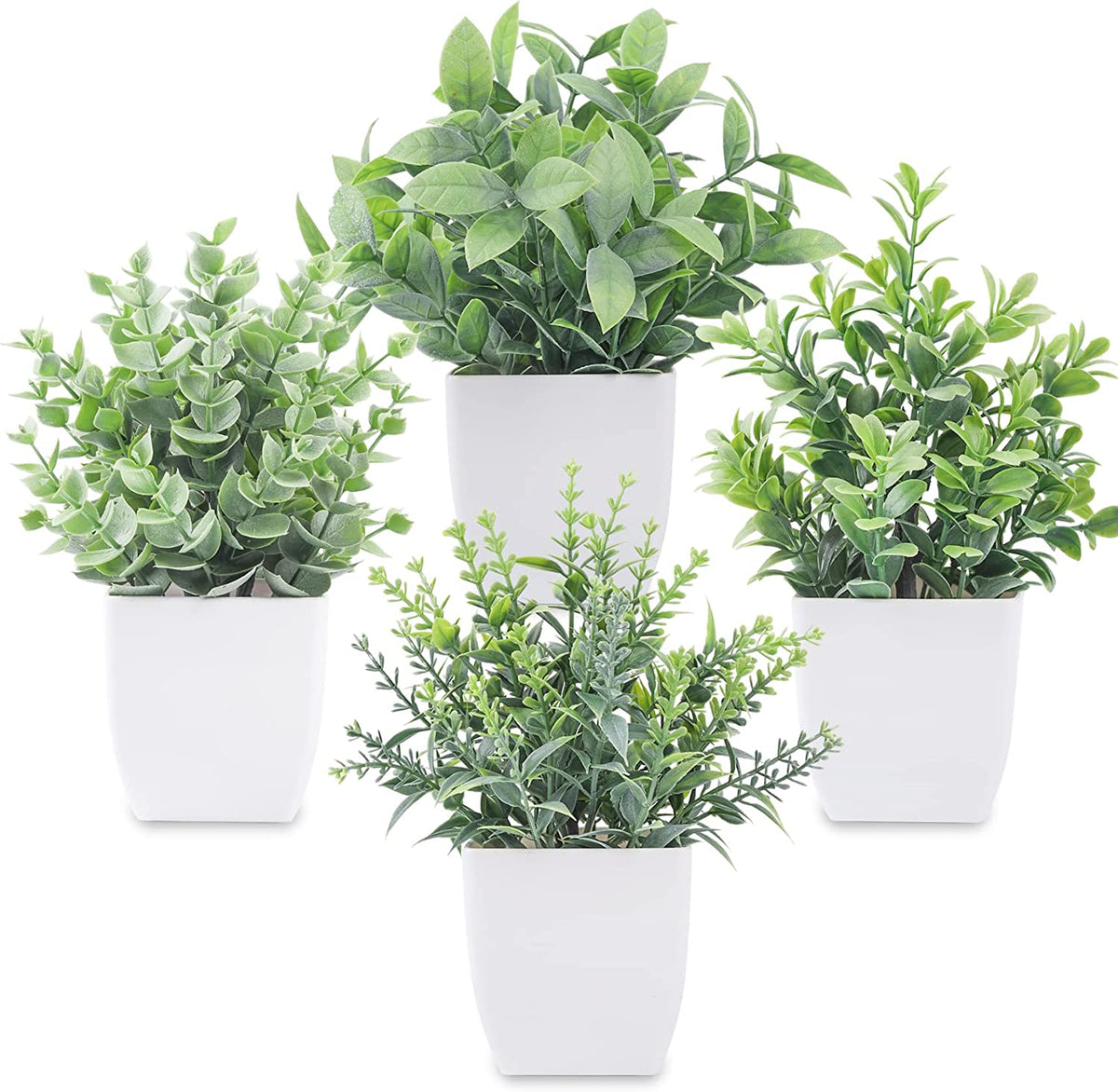 Der Rose 4 Pack Fake Plants Mini Artificial Greenery Potted Plants for Home Decor Indoor Office Table Room Farmhouse Bathroom Decor