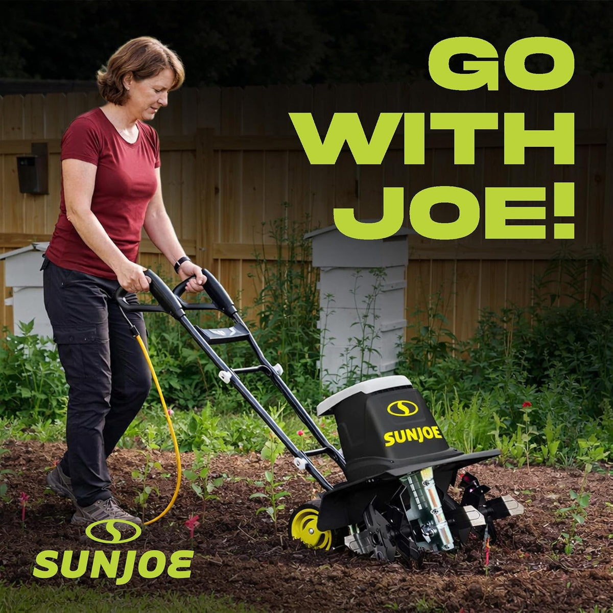 Sun Joe Corded Electric Garden Cultivator with Steel Blades, 6.3-Inch Wide Path, 2.5-Amp Motor - Heavy-Duty Cultivating Machine for Soil Prep, Lawn & Garden Maintenance, TJ599E