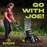 Sun Joe Electric Garden Tiller and Cultivator with 3 Position Height Adjustment Maximum 12-Inch Cultivating Width and 8 Amp Motor, TJ602E