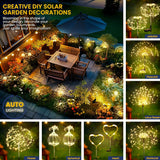 GIGALUMI Garden Decor Outdoor Lights 120LED 4Pack, Solar Garden Lights outside Fairy Firework Decorative,Solar Powered for Yard Pathway Flowerbed Planter Balcony Patio 4Th of July Decor (Warm White