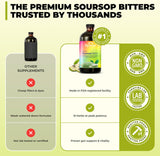 Serene Herbs - Soursop Bitters Liquid - Organic Herbal Guanabana Detox with Black Seed, Moringa & Ginger - Supports Digestive Wellness & Immune Function - 16 Fl Oz​