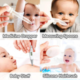 Baby Grooming Kit, Infant Safety Care Set with Hair Brush Comb Nail Clipper Nasal Aspirator,Baby Essentials Kit for Newborn Girls Boys (Grey White)