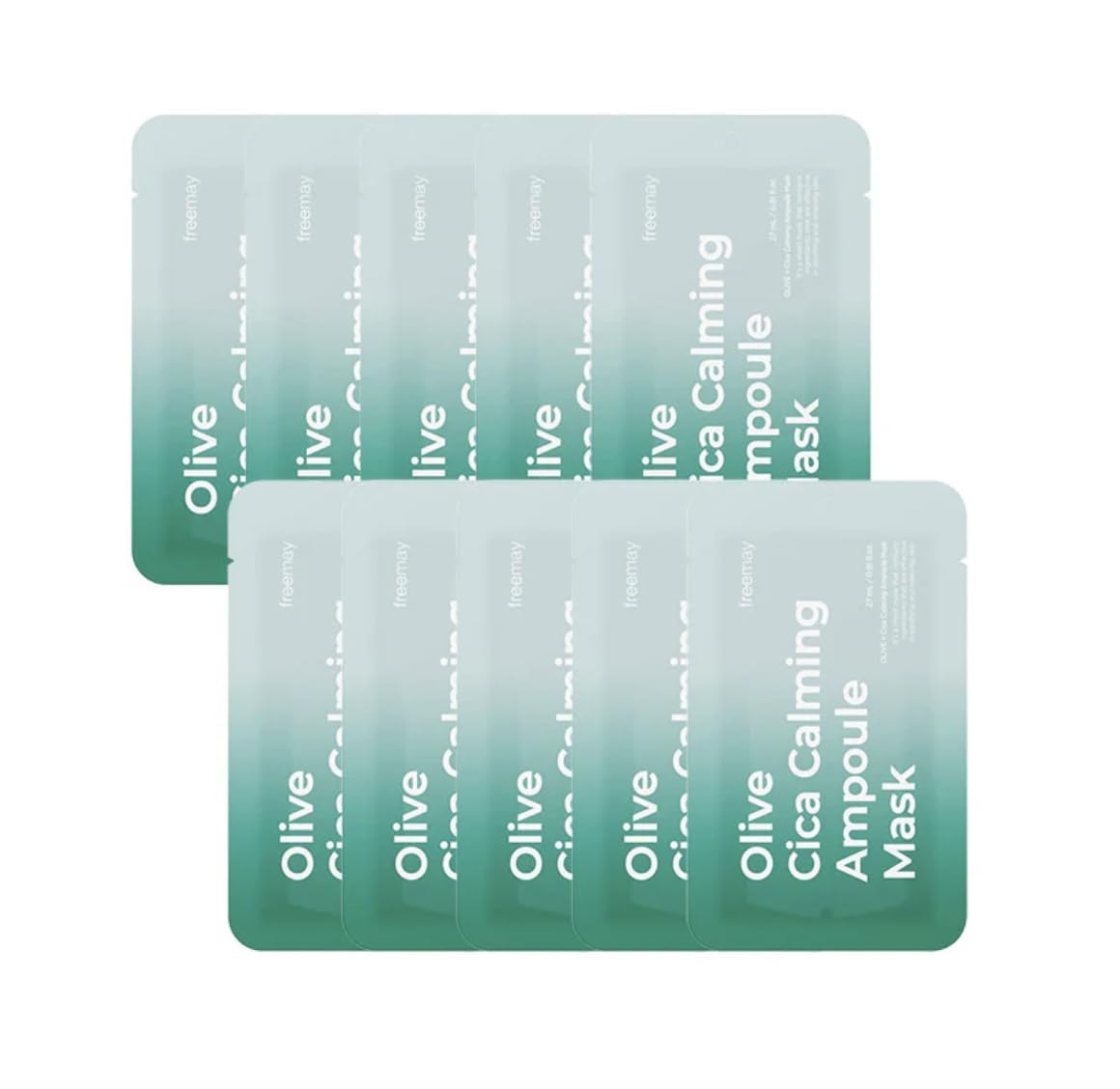 freemay Olive Cica Ampoule Mask 27ml (0.91 fl oz) × 10 Sheets