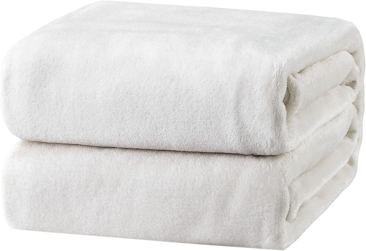 Bedsure Gentlesoft Fleece Blankets Queen Size White - Mothers Birthday Gifts for Women Bed Blanket Soft Lightweight Plush Fuzzy Cozy Luxury Microfiber, 90X90 Inches