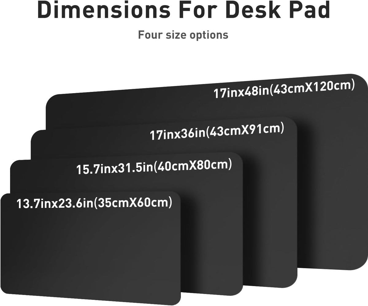 Aothia Non-Slip Waterproof PU Leather Desk Pad Protector for Mouse, Writing Desk, Office, Home, Laptop Blotter, 23.6" X 13.7", Black