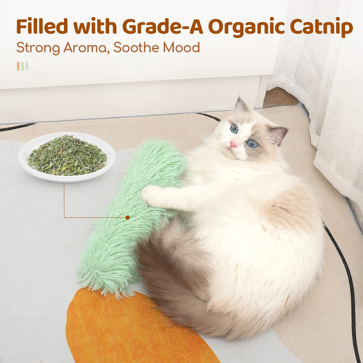 Potaroma Cat Toys Pillows, 3 Pack, Soft and Durable Crinkle Sound with Catnip Inside, Interactive Indoor Kitten Kicker, Promotes Kitty Exercise