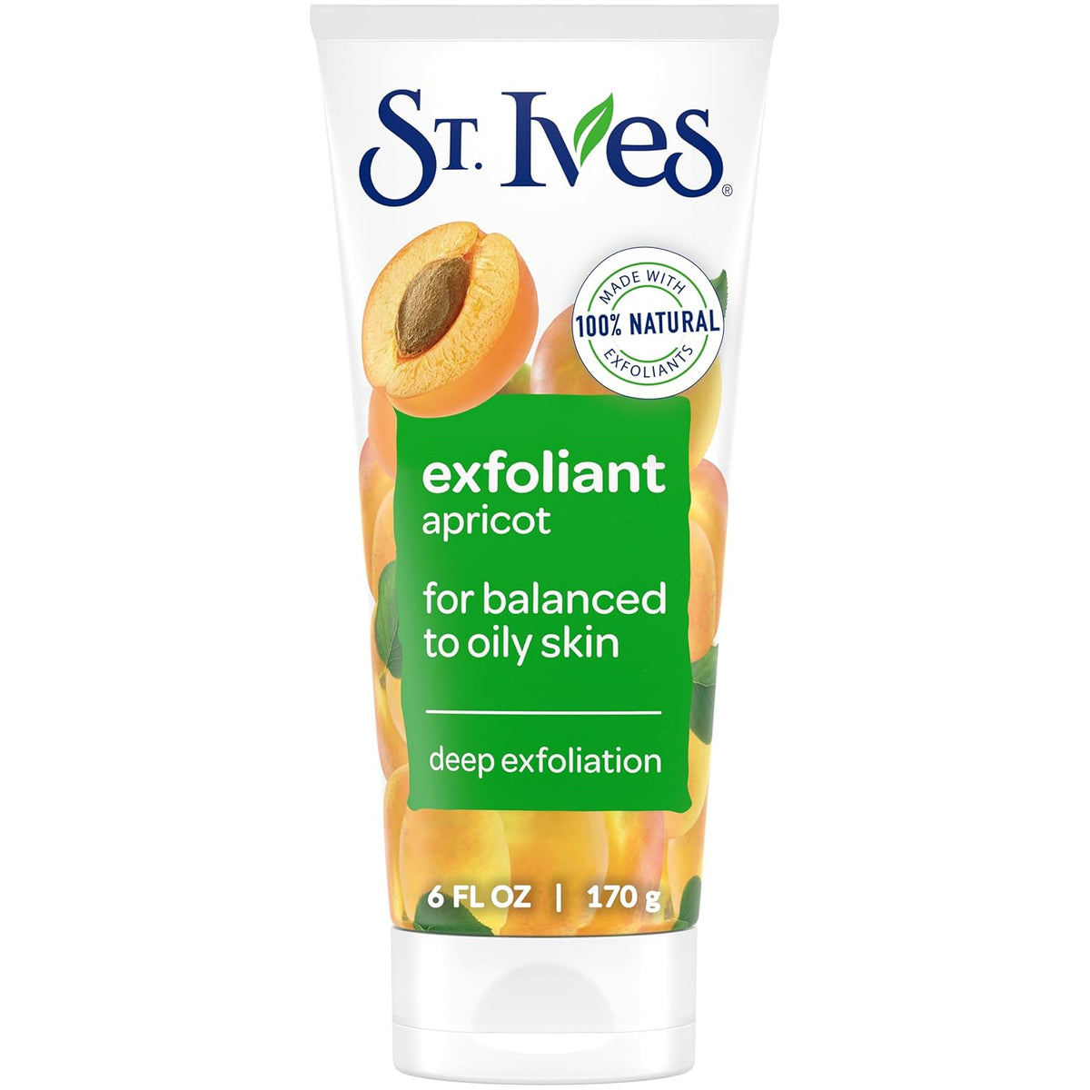 St. Ives Fresh Skin Apricot Face Scrub, Deep Exfoliator Skin Care for Clean, Glowing Skin, Oil-Free Facial Scrub Made with 100% Natural Exfoliants, 6 Oz