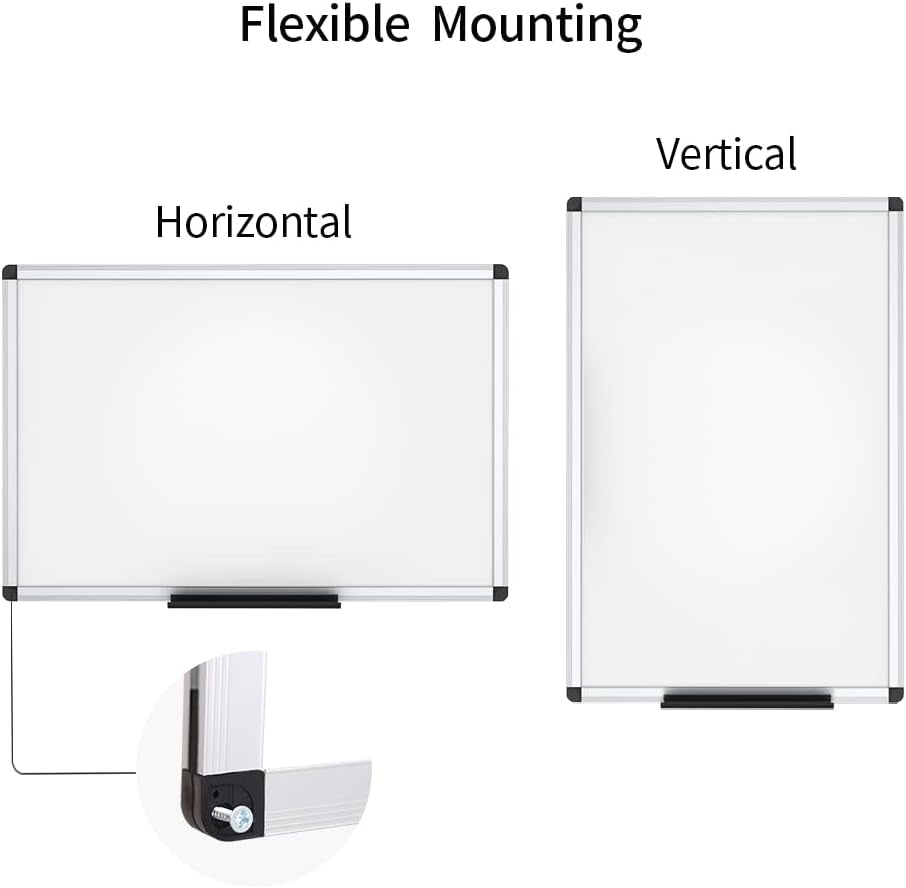 VIZ-PRO Dry Erase Board/Magnetic White Board, 48 X 32 Inches, Silver Aluminium Frame