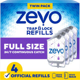 Zevo Flying Insect Trap Official Refill Cartridges - Fits Both Zevo Trap & MAX Indoor Fly Trap - Authentic Trap+Lock Technology to Catch Gnats, House & Fruit Flies (4 Official Refill Cartridges)