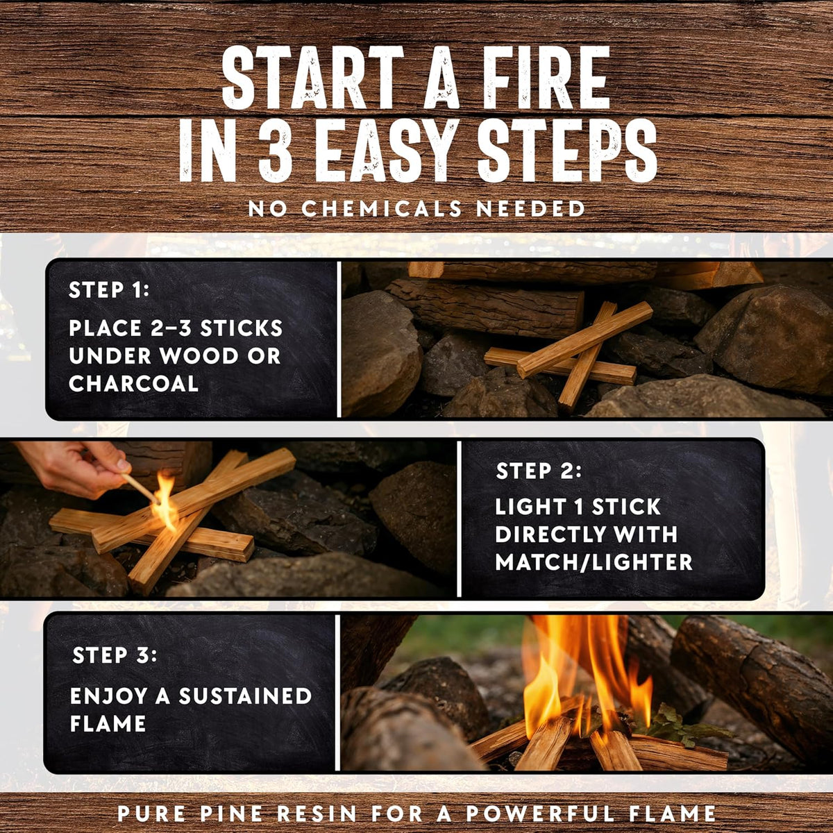 40Lb Fatwood Fire Starter Sticks | 100% Natural Fire Starters for Grill, Campfire, Wood Stoves, Bonfires | Easy Firestarter W/Just 2 Sticks in All Weather Conditions by Billy Buckskin (40Lb Box)
