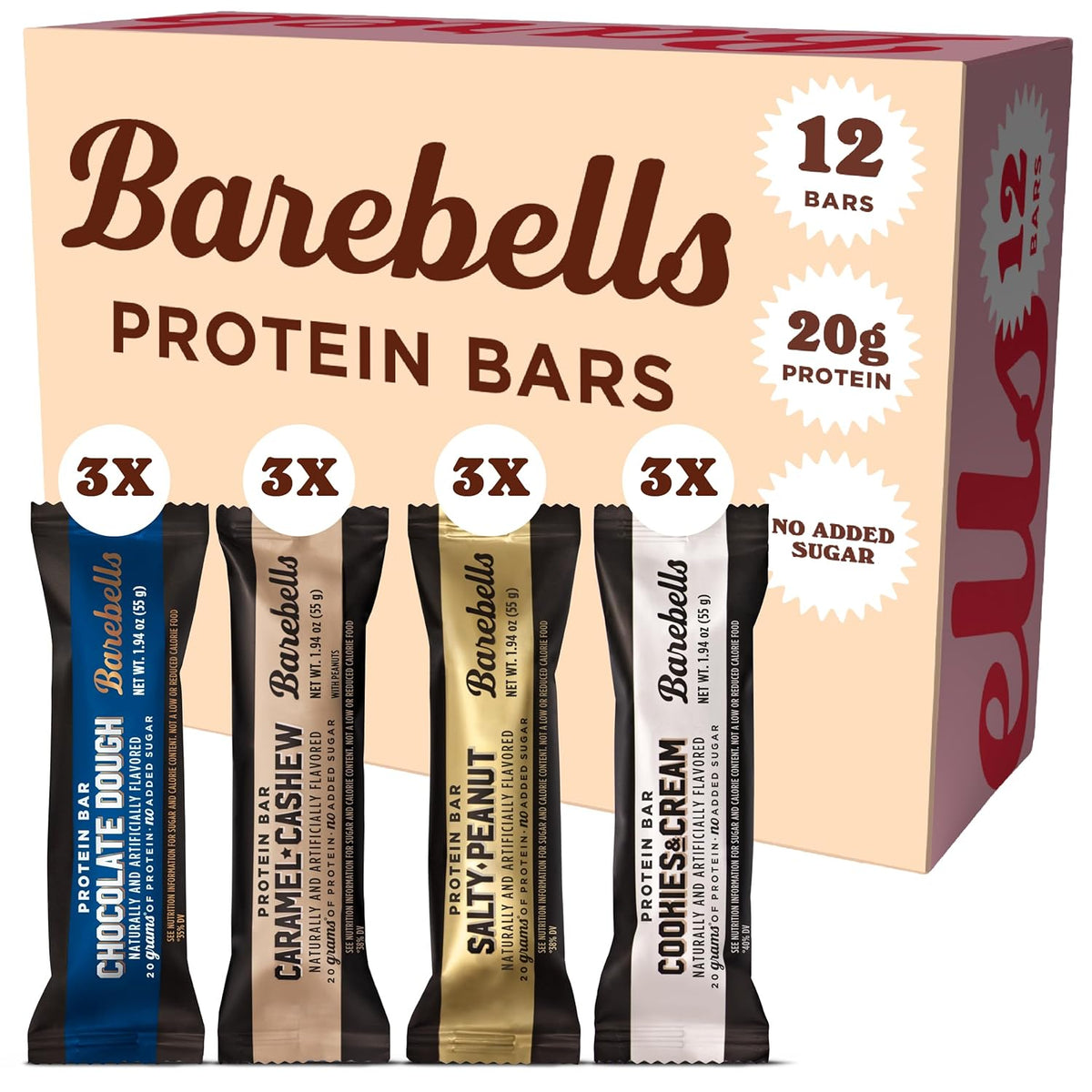 Barebells Mint Chocolate Crisp Protein Bar – 20G Protein – No Added Sugar – 12 X 55G High Protein Snack – Post Workout Snack