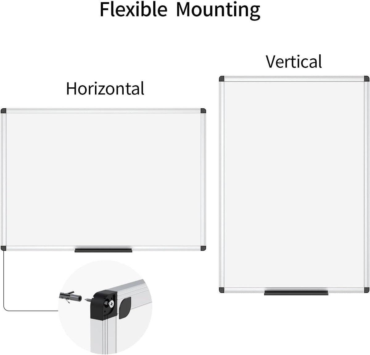 VIZ-PRO Magnetic Dry Erase Board, 36 X 24 Inches, Silver Aluminium Frame