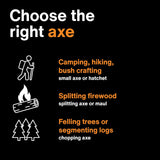 Fiskars X13 Ultralight Hiking Axe 13", Ultra-Sharp Forged Steel Blade for Efficient Chopping & Camping, 15% Lighter High-Visibility Orange Fibercomp Handle Drives Tent Stakes, Sheath Included