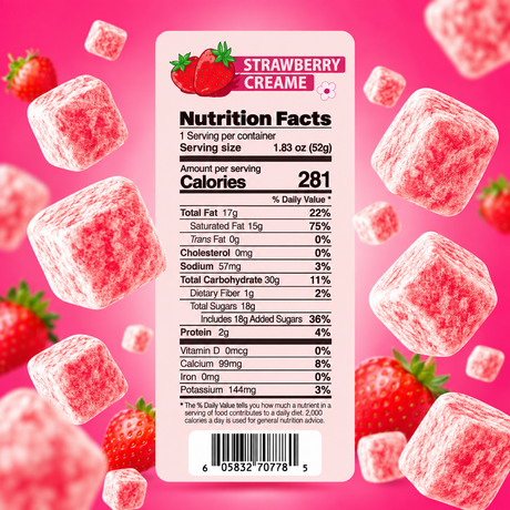 CUBEE Strawberry Cream Soft Cube Snack - Sweet Strawberry & Cream Flavor 1.83oz (52g)