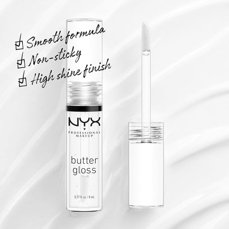 NYX PROFESSIONAL MAKEUP Butter Gloss, Non-Sticky Lip Gloss - Sugar Glass ,Clear