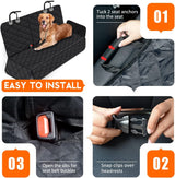 Yuntec Dog Car Seat Cover, Back Seat Cover for Dogs Pet Car Seat Protector Waterproof Bench Car Seat Cover, Non-Slip Reat Seat Cover Fits Middle Armrest for Most Cars Trucks Suvs - Black