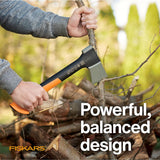 Fiskars X25 Splitting Axe, 28" Wood Splitting Axe for Medium to Large Size Logs with Shock Absorbing Handle and Sheath, Split Firewood, Forged Steel Blade, Bushcraft Gear and Camping Hatchet