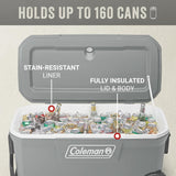 Coleman Classic Series Insulated Portable Rolling Cooler with Wheels, Leak-Resistant Outdoor Hard Cooler Keeps Ice up to 5 Days, 100-Quart