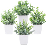 Der Rose 4 Pack Fake Plants Mini Artificial Greenery Potted Plants for Home Decor Indoor Office Table Room Farmhouse Bathroom Decor