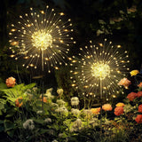 GIGALUMI Garden Decor Outdoor Lights 120LED 4Pack, Solar Garden Lights outside Fairy Firework Decorative,Solar Powered for Yard Pathway Flowerbed Planter Balcony Patio 4Th of July Decor (Warm White