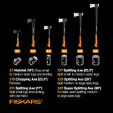 Fiskars X7 Small 14" Hatchet Axe with Sheath for Chopping Wood Kindling for Campfires, Outdoors & Camping, Insert-Molded Forged Steel Head, Low-Friction Blade, Shock Absorbing Handle & Non-Slip Grip