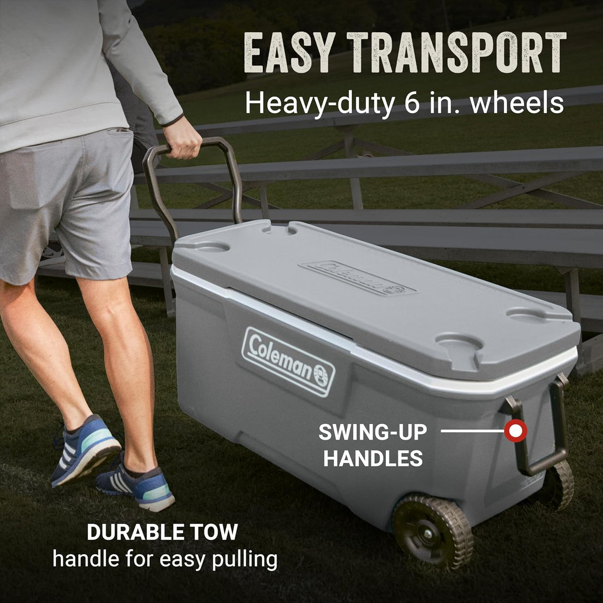 Coleman Classic Series Insulated Portable Rolling Cooler with Wheels, Leak-Resistant Outdoor Hard Cooler Keeps Ice up to 5 Days, 62-Quart