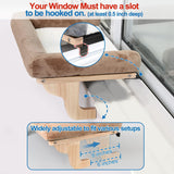 Zakkart Cat Perch for Window Sill with Bolster - Orthopedic Hammock Design with Premium Hardwood & Robust Metal Frame - Cat Window Seat for Large Cats and Kittens - Natural Color Wood Gray Bed, 24''W